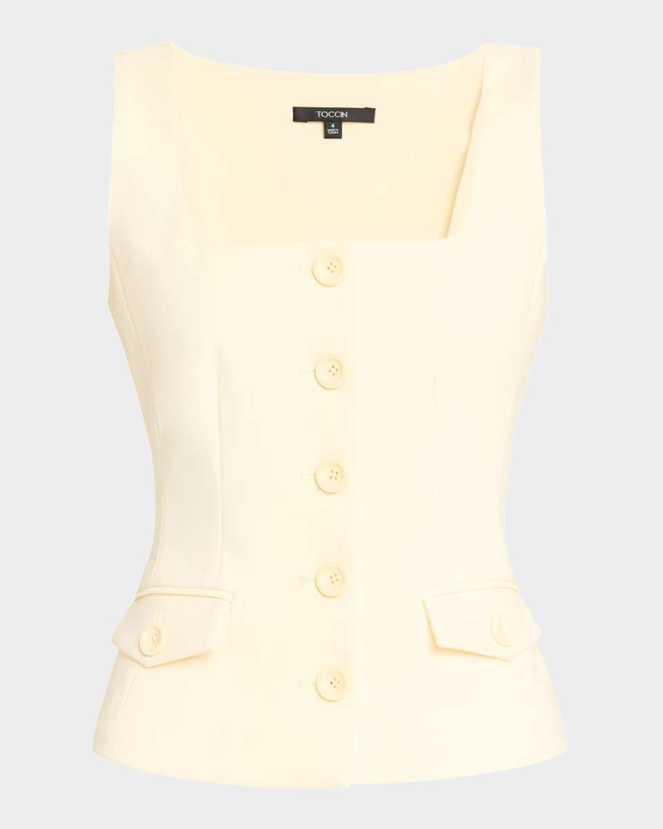 Georgia Scoop-Neck Button-Front Top